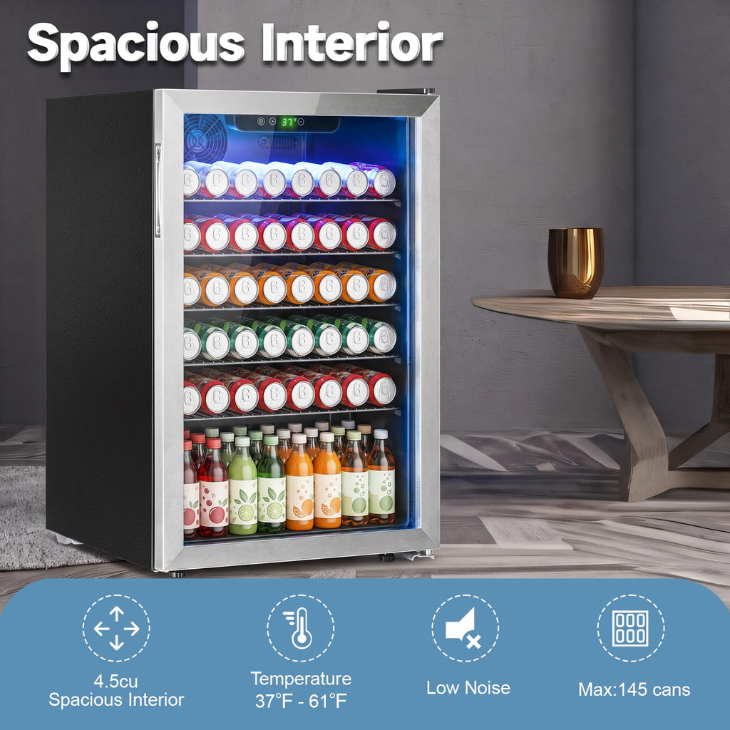 DOGHLY 0.95 Cu.Ft Mini Fridge Mirror Door for Beverages & Skincare, 24 Cans