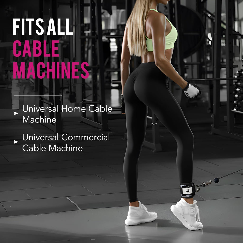 Slim Panda Ankle Straps for Cable Machines, Cable Kickback Ankle Cuffs