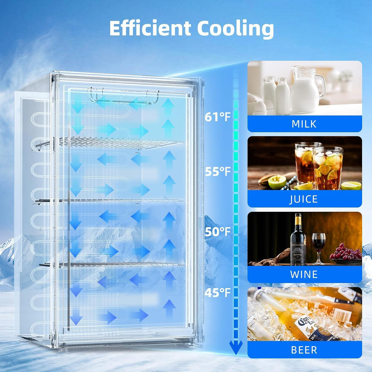 Antarctic Star Beverage Refrigerator Cooler 68 Can, Mini Fridge with Glass Door for Beer Drinks Wine,Freestanding Small Fridge with Electronic Temperature Control for Home and Bar,1.7 cu.ft
