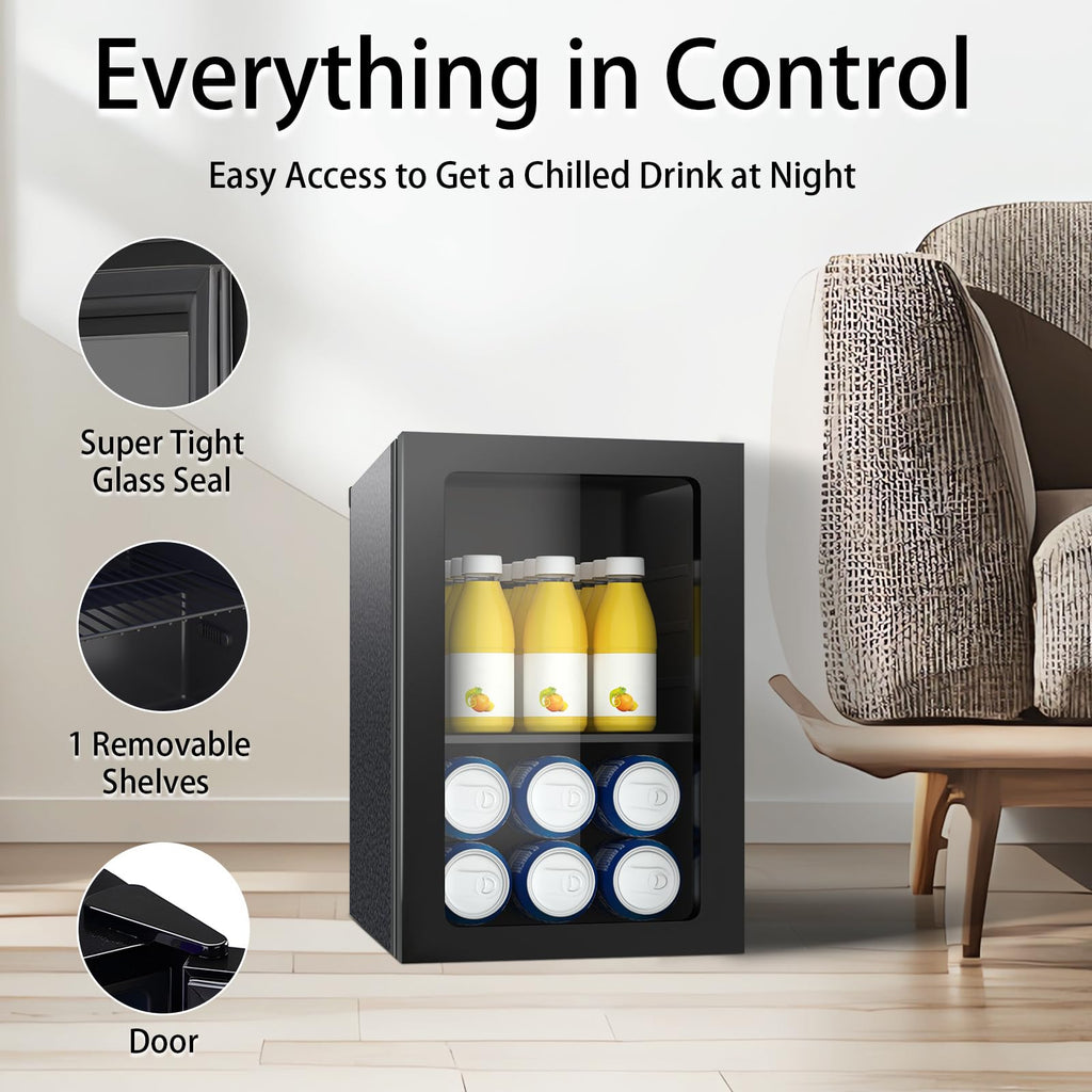 DOGHLY 0.95 Cu.Ft Mini Fridge Mirror Door for Beverages & Skincare, 24 Cans