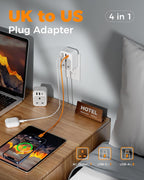 TESSAN UK to US Plug Adaptor 2 Pack, Type B USA Travel Adapter with USB C