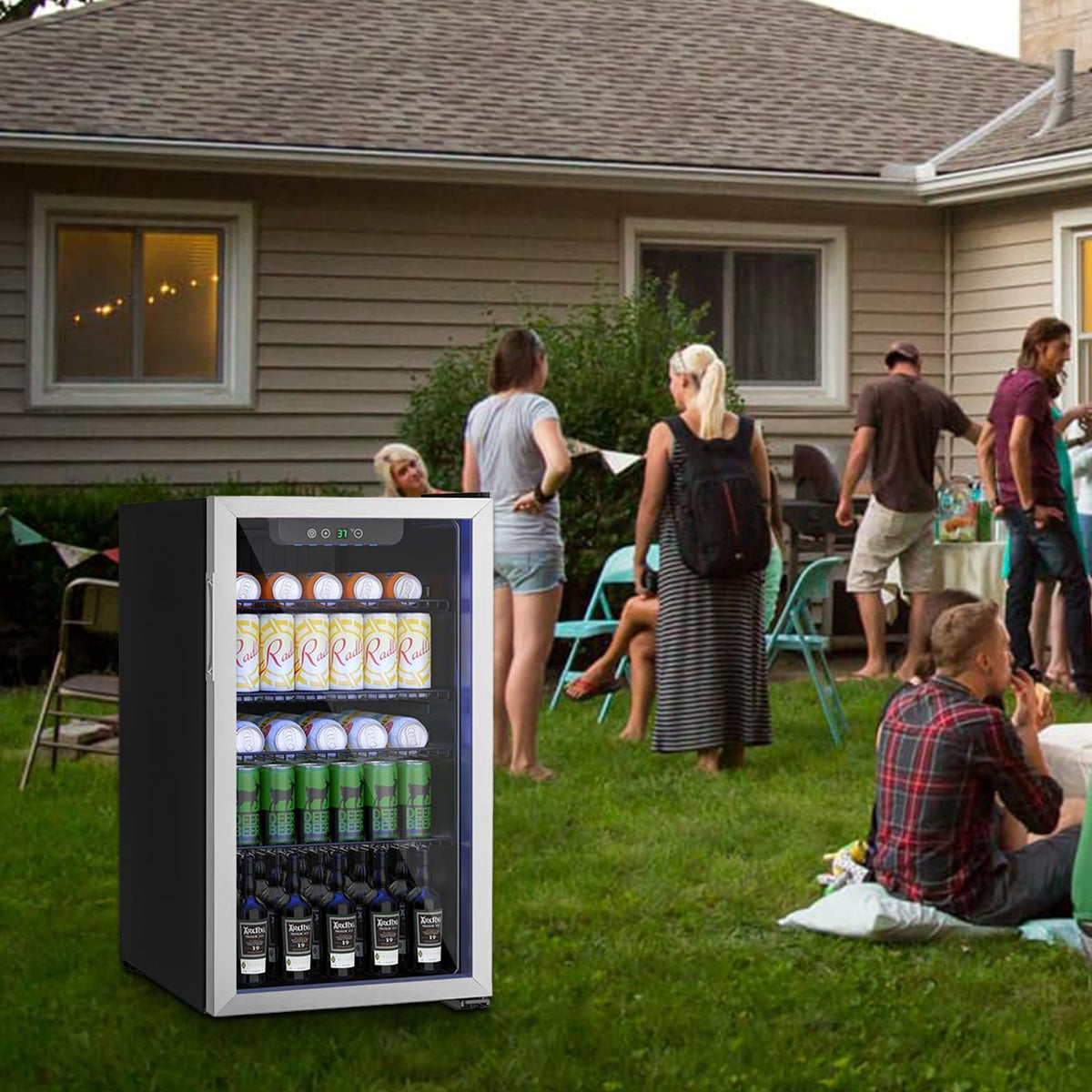 DOGHLY 0.95 Cu.Ft Mini Fridge Mirror Door for Beverages & Skincare, 24 Cans