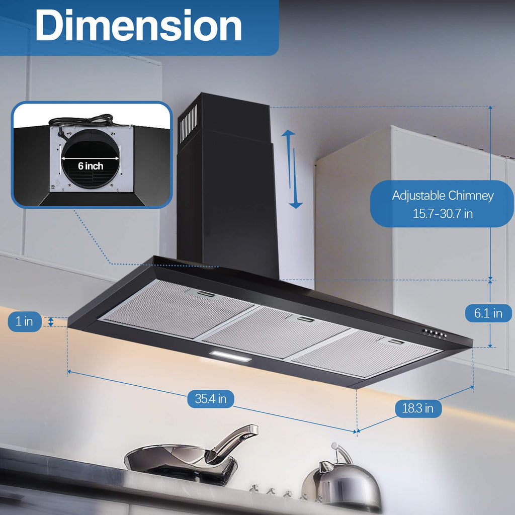 SNDOAS Range Hood 30 inch,Wall Mount Range Hood in Stainless Steel With Ducted/Ductless Convertible,Stove Vent Hood with Aluminum Filters,3 Speed Exhaust Fan,LED Light,Button Control