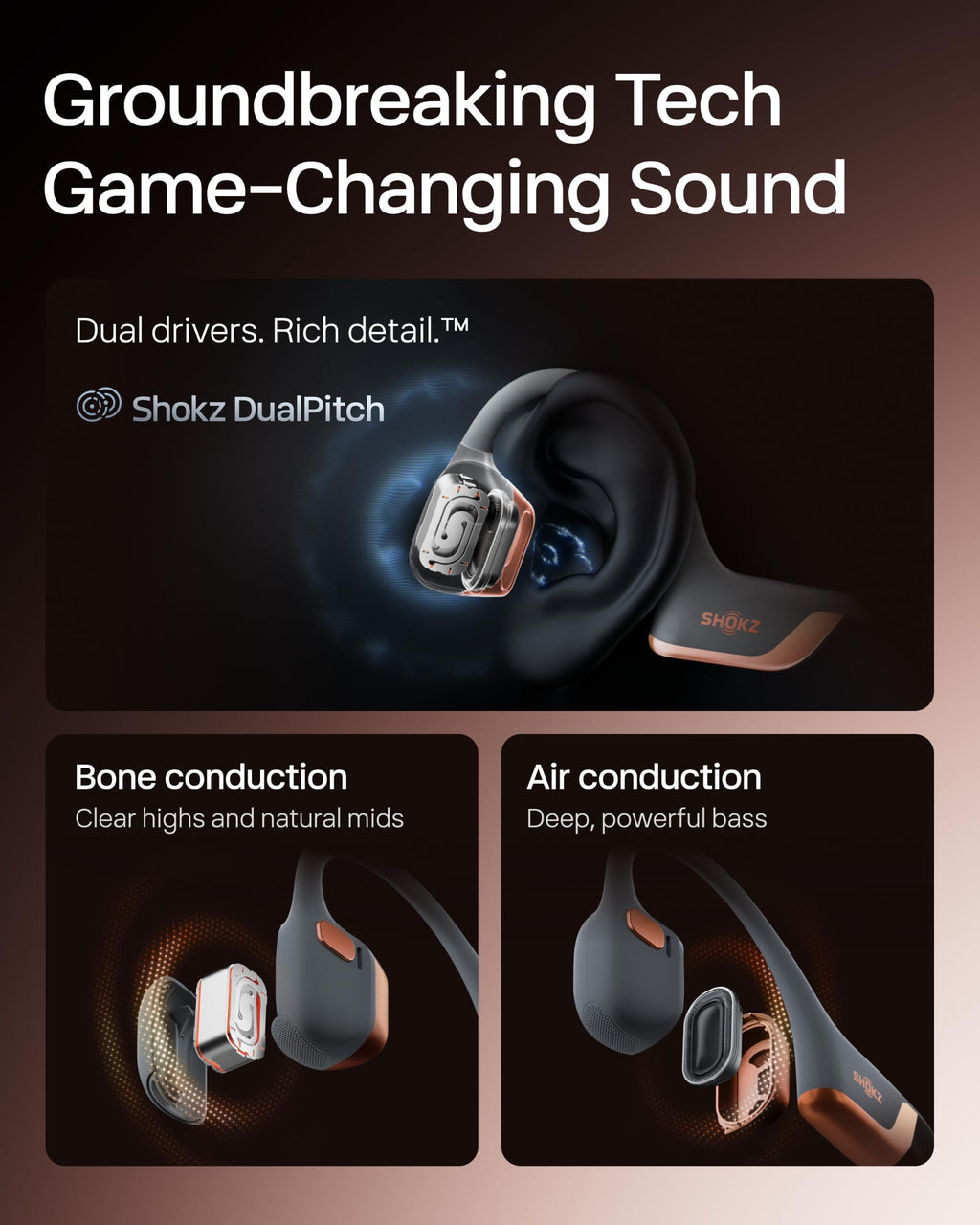 SHOKZ OpenRun Pro 2 Bone Conduction Bluetooth Sport Headphones, Black