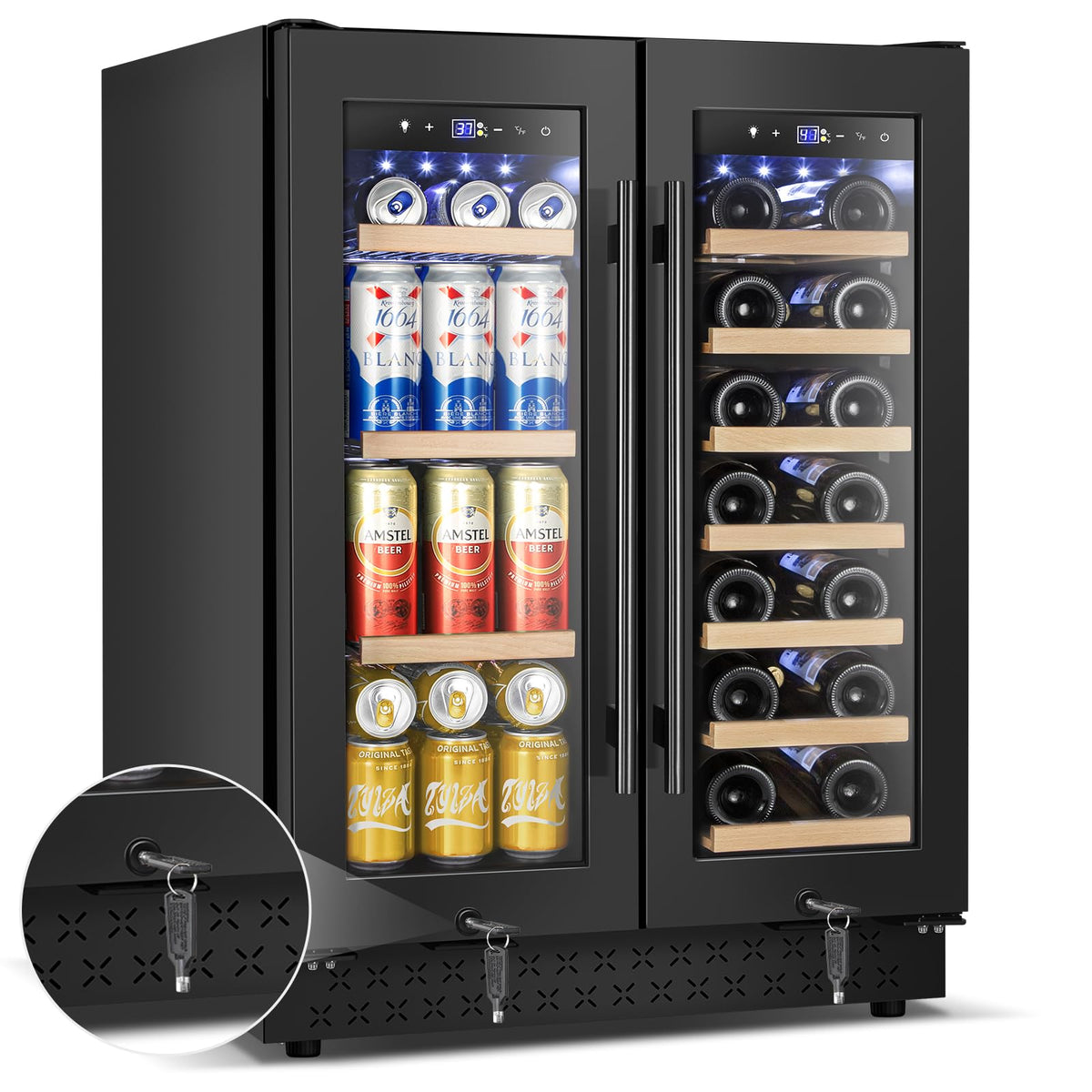 Commercial Cake Display Refrigerator, 78L Countertop Glass Cooler with LED Light, 32-53.6°F Digital Thermostat, Frost-Free Pastry Showcase for 11" Cake, Tempered Glass & Rear Door for Bakery/Cafe/Home