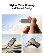 Lexar D40E 64GB Dual USB 3.2 Gen 1 Type-C Jump Drive,Champagne Silver