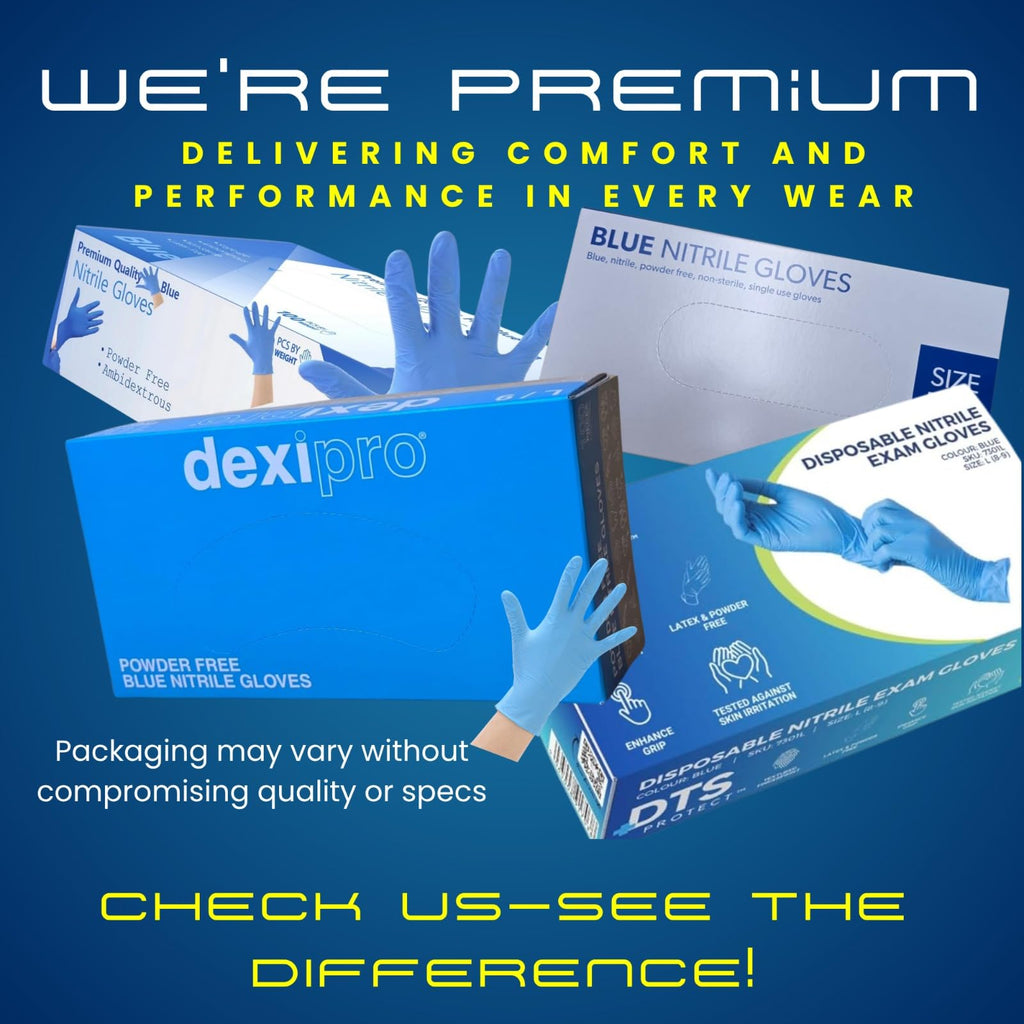 200 Disposable Nitrile Gloves Medium Blue – Medical Examination Powder-Free Latex-Free Strong Durable Tear-Resistant for Healthcare, Dental, Food, Cleaning, Automotive & Industrial Use (Medium)