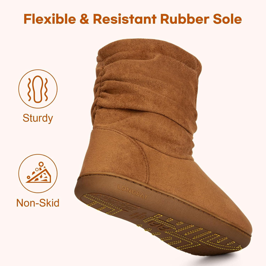LongBay Women Slipper Boots Warm Memory Foam Indoor Outdoor House Shoe Gift