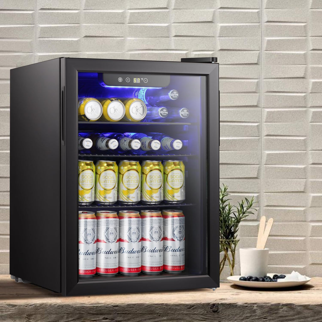 Antarctic Star Beverage Refrigerator Cooler 68 Can, Mini Fridge with Glass Door for Beer Drinks Wine,Freestanding Small Fridge with Electronic Temperature Control for Home and Bar,1.7 cu.ft