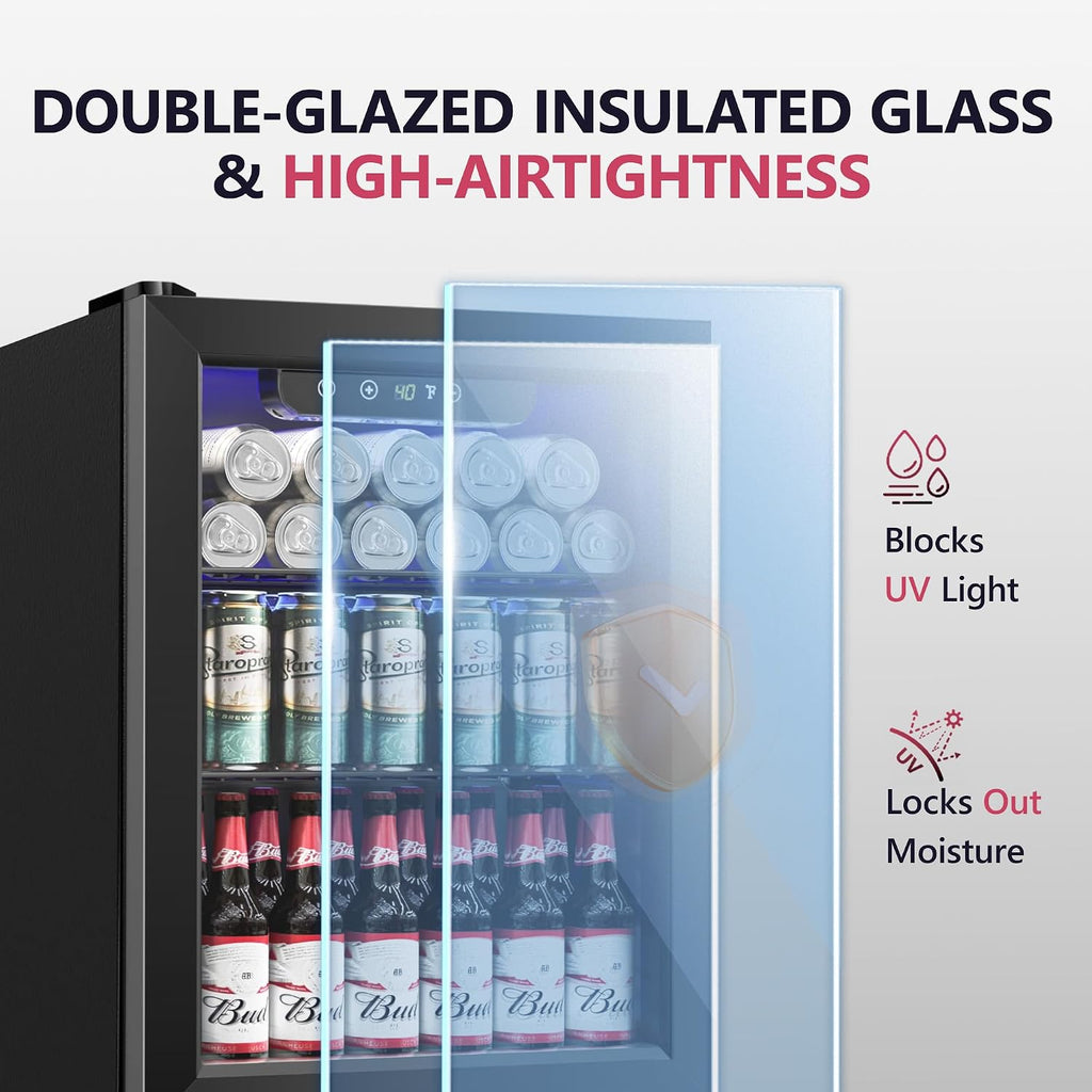 Icyglee 126 Can Mini Fridge, 3.2 Cu.Ft Beverage Refrigerator, Drink Cooler