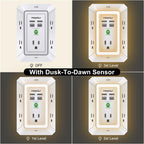 Multi Plug Wall Outlet Night Light, POWRUI 6 Outlet Extender & 3 USB Ports