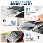 NEWBULIG Countertop Ice Maker Machine with Handle, Portable Ice Maker