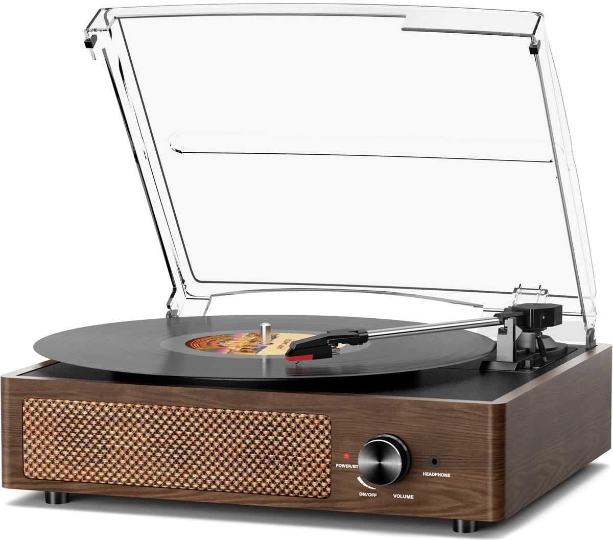 Vinyl Record Player Turntable with Built-in Bluetooth Receiver & 2 Stereo Speakers, 3 Speed 3 Size Portable Retro Record Player for Entertainment and Home Decoration