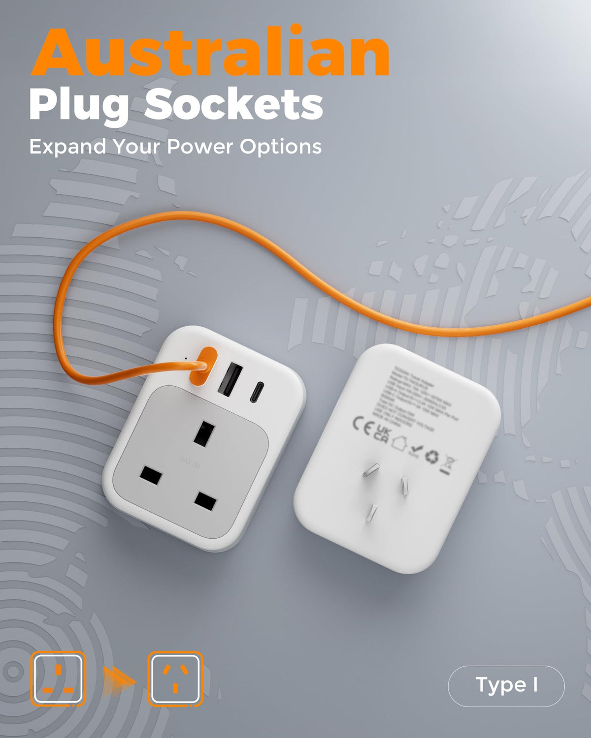 TESSAN UK to US Plug Adaptor 2 Pack, Type B USA Travel Adapter with USB C