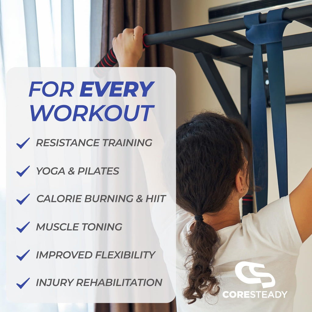 Coresteady Pull Up Bands & Resistance Bands - Heavy Duty Loop Band for Men & Women - Build Fit Power & Muscle - Training, Fitness Assist Pull Ups & Gym Exercise