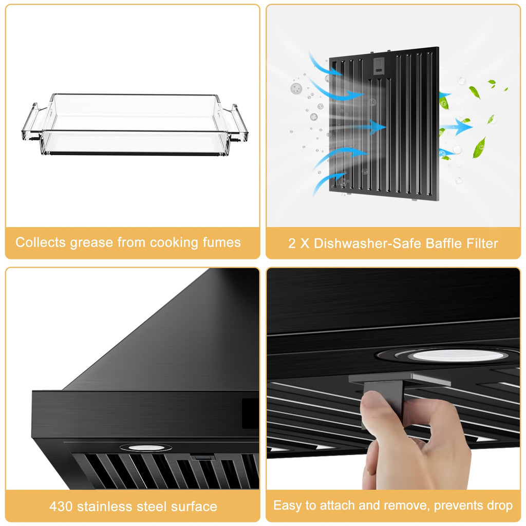 42 inch Range Hood Under Cabinet 1200 CFM Stainless Steel Stove Vent Hoods