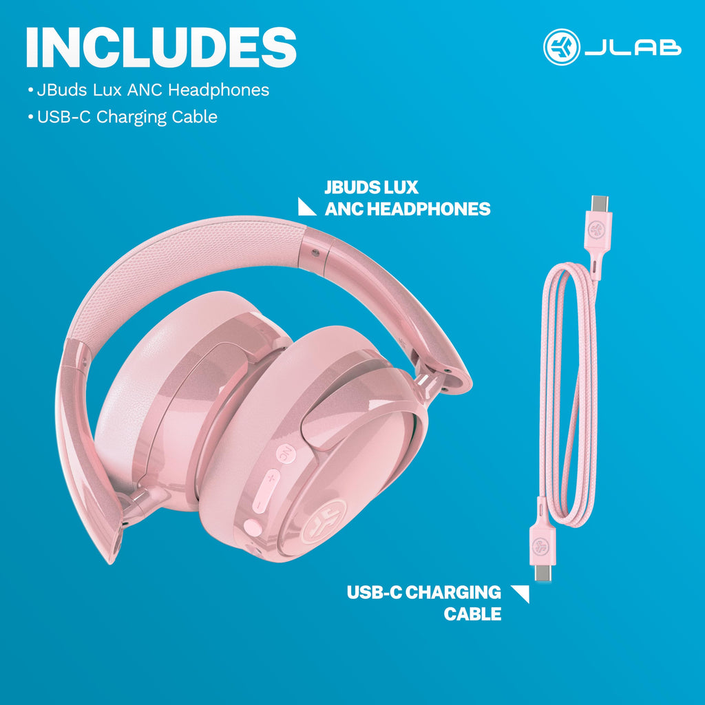 JLab JBuds Lux ANC Wireless Over-Ear Headphones, Mauve