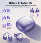 Kinglucky Clip-On Earbuds Gen 3, Open-Ear Wireless Bluetooth 6.0 Headphones with Mic, Secure Fit for Small Ears & Glasses Wearers, 50H Playtime, LED Digital Display, ENC, IPX5 Waterproof(Balck)