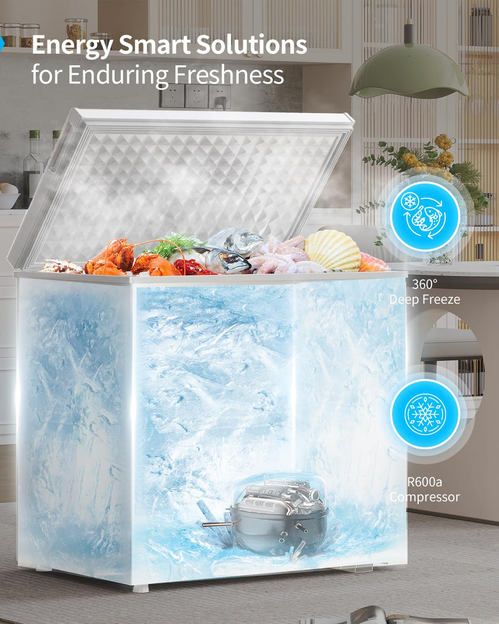 TABU 12.0 Cubic Feet Chest Freezer, Large Freestanding Deep Freezer, Black