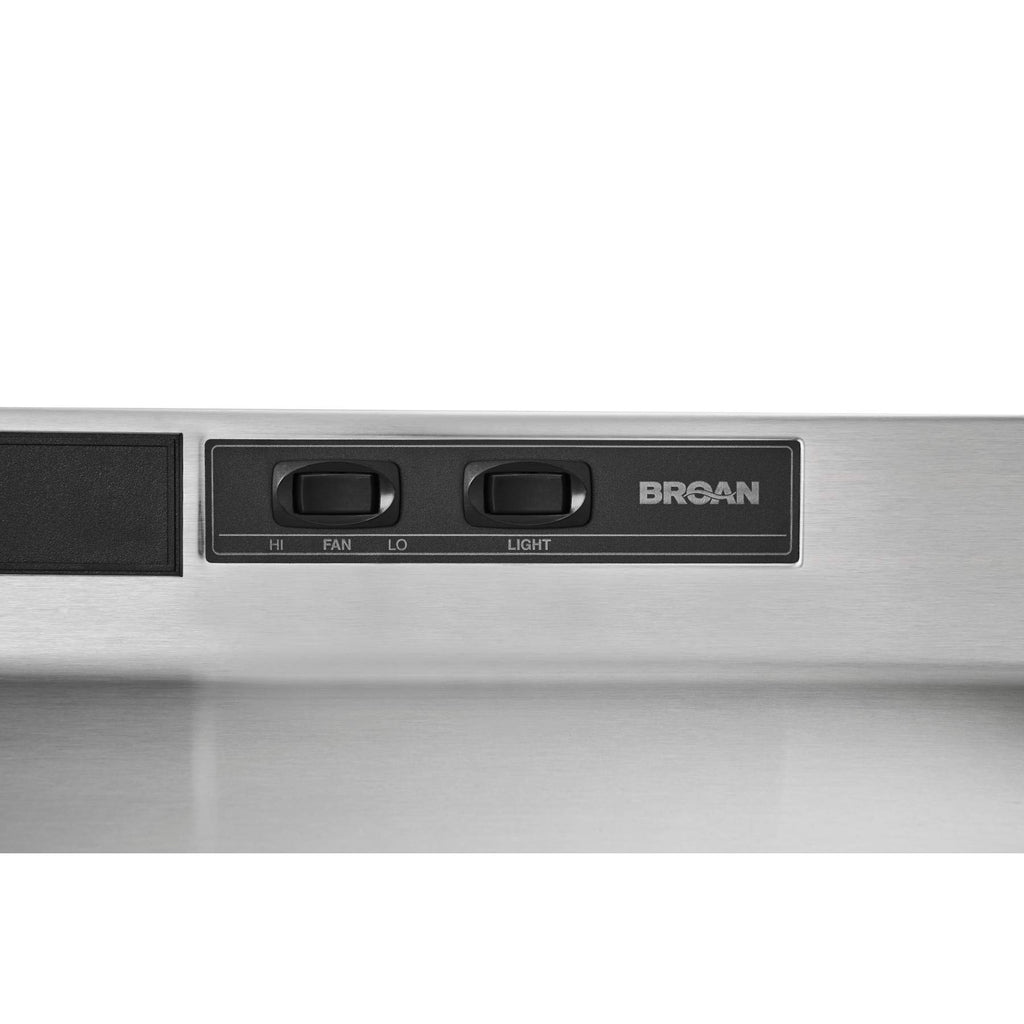 Broan-NuTone F403011 Insert with Light, Exhaust Fan for Under Cabinet Two-Speed Four-Way Convertible Range Hood, 30-Inch, White on White