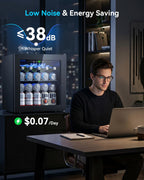 Feelfunn 2.6CuFt Beverage Refrigerator, 95 Can Mini Fridge with Glass Door