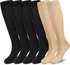 Compression Socks, (2/4/6/7 Pairs) for Men & Women 15-20 mmHg is Best for Athletics, Running, Flight Travel, Support