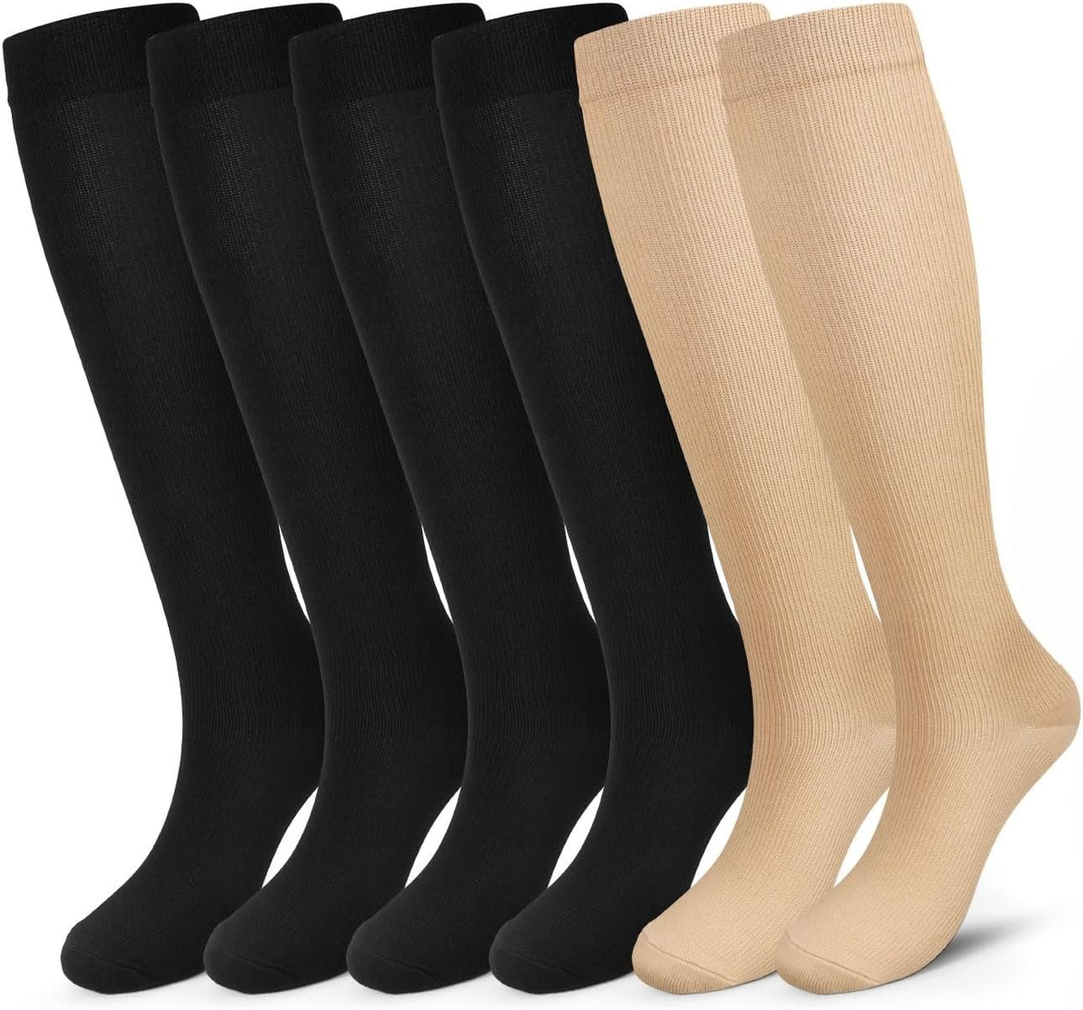 Compression Socks, (2/4/6/7 Pairs) for Men & Women 15-20 mmHg is Best for Athletics, Running, Flight Travel, Support