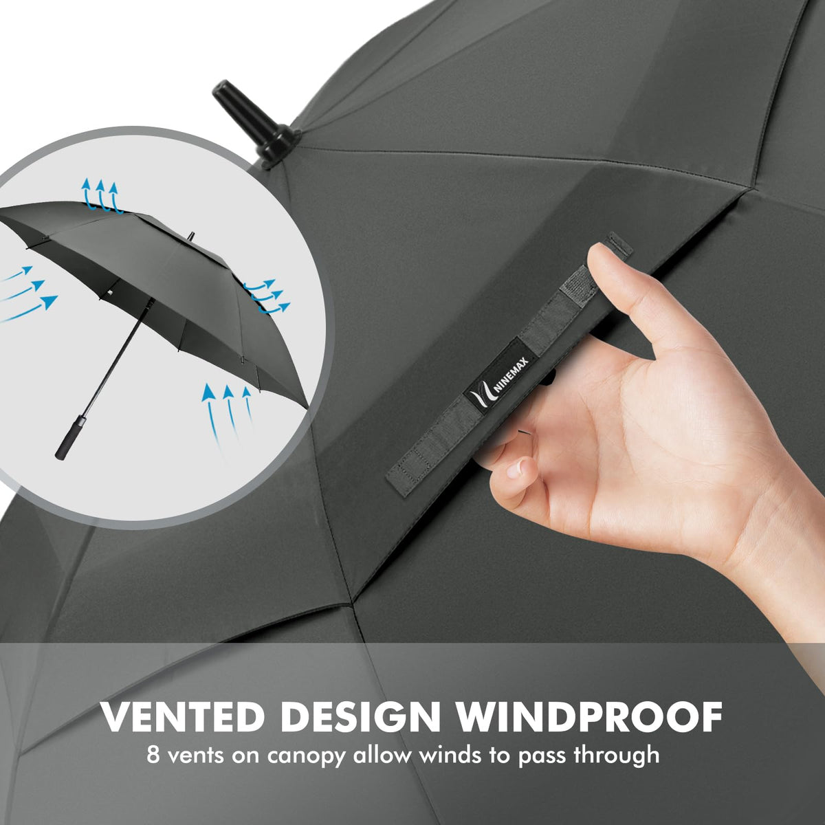 NINEMAX Large Golf Umbrella Windproof Strong 54/62/68 Inch,Extra Big Golf Umbrellas Automatic Open Double Canopy for Gents Women