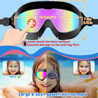 COOLOO Kids Swimming Goggles for Age 4-14, 2 Pack Wide Vision Kids Goggles
