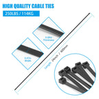 Armpow 18 inch Black Zip Ties Heavy Duty 100 PACK, 220 LBS Ultra Exclusive Strong Plastic Wire Ties, Large Cable Ties Extra Long Tie Wraps, Indoor and Outdoor UV Resistant