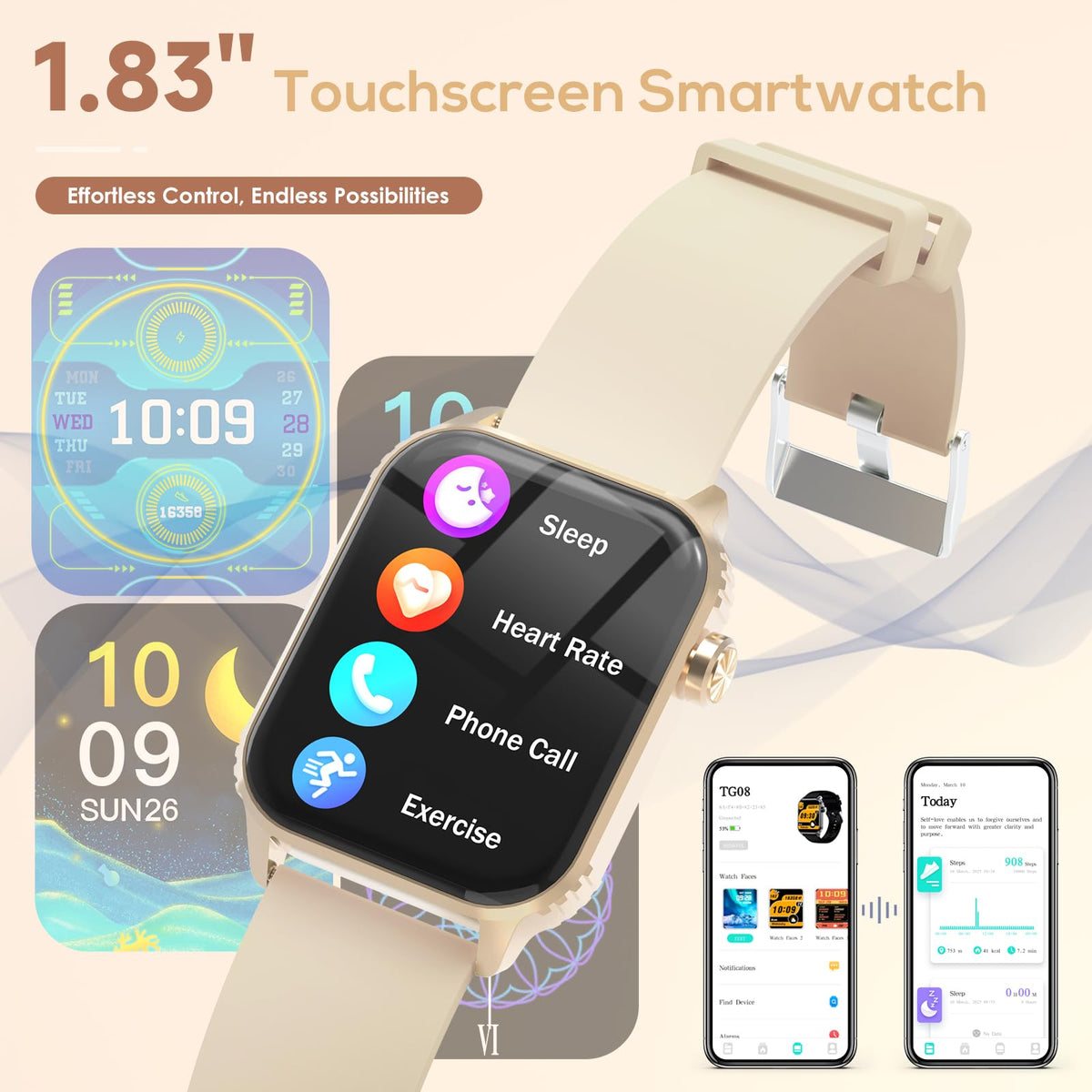 Smart Watch for Men, 120 Sports Modes Smartwatch with 1.83" HD, Alexa Built-in, Heart Rate/Sleep Monitor, IP67 Waterproof, Bluetooth Call & Music Control Fitness Watch for iPhone/Android (Black)