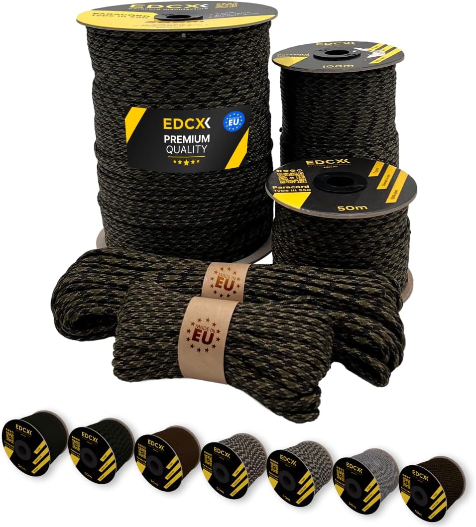Paracord 550 4mm, 35+ Solid Colors (10m, 15m, 30m, 50m, 100m, 300m)