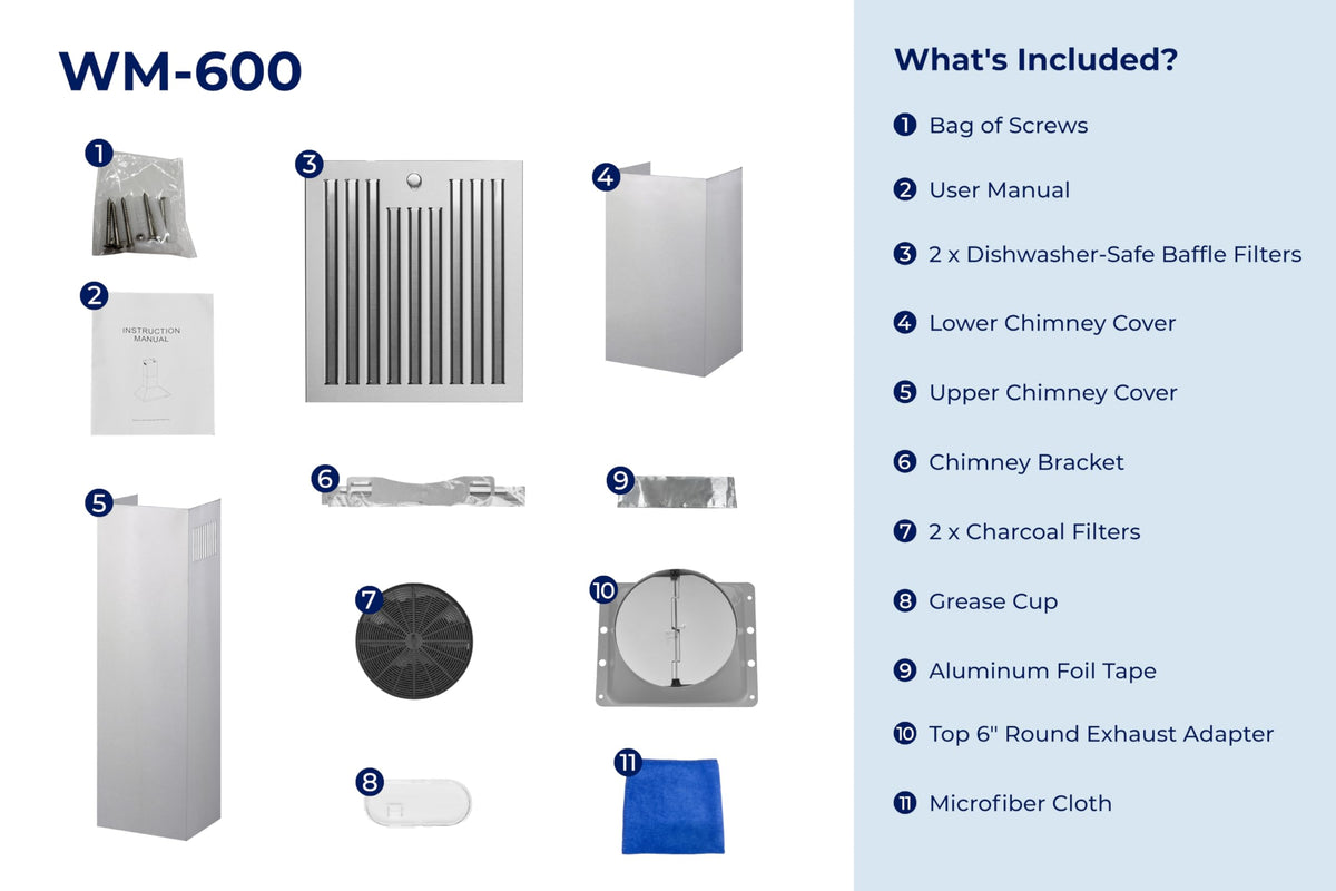Hauslane Wall Mount Range Hood 30 Inch Convertible 350-750 CFM Low Noise