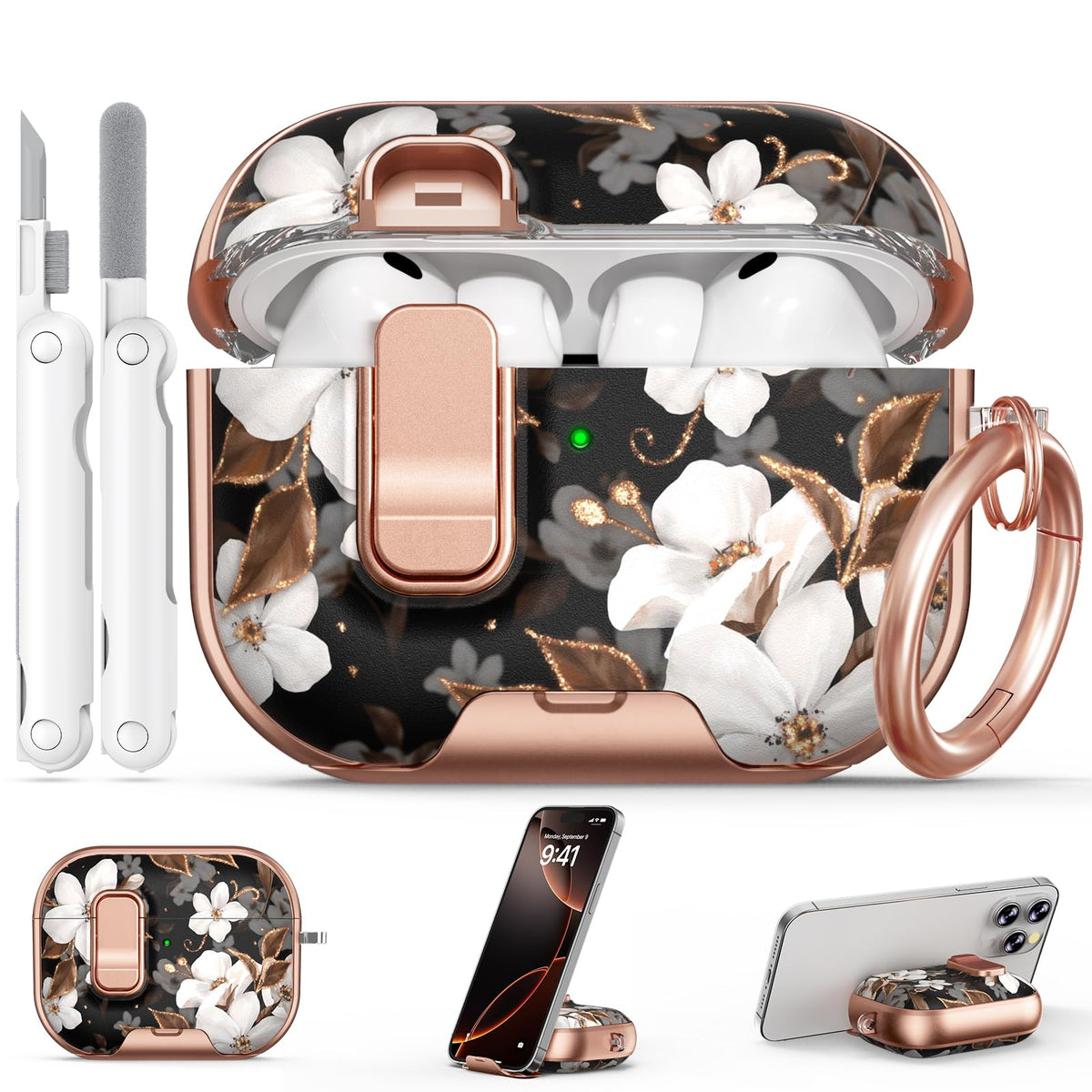 for AirPods Pro 2nd/1st Case (2023-2019)-Purple Bell Flower