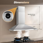 SNDOAS Range Hood 30 inch,Wall Mount Range Hood in Stainless Steel With Ducted/Ductless Convertible,Stove Vent Hood with Aluminum Filters,3 Speed Exhaust Fan,LED Light,Button Control