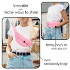 MAXTOP Large Bumbag Waist Fanny Pack Running Belt for Men Women Unisex Bum Bag with Headphone Jack and 4-Zipper Pockets Adjustable Belt for Travel Running Jogging Workout Hiking Gifts All Black