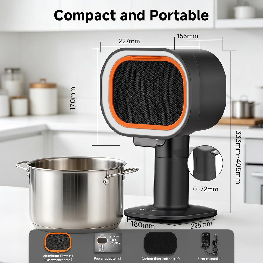 Portable Range Hood, 4-Speed Desktop Exhaust Fan with adjustable Height