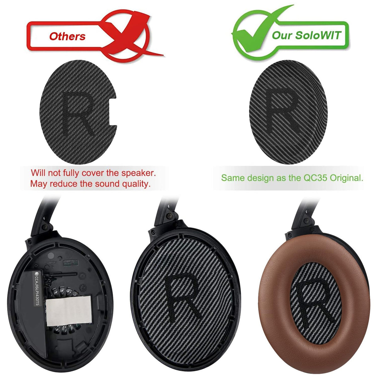 SoloWIT Earpads for Bose QC35 & QC35 ii - Brilliant Blue