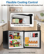 3.2 Cu Ft Mini Fridge with Freezer, Single Door Upright Freezer