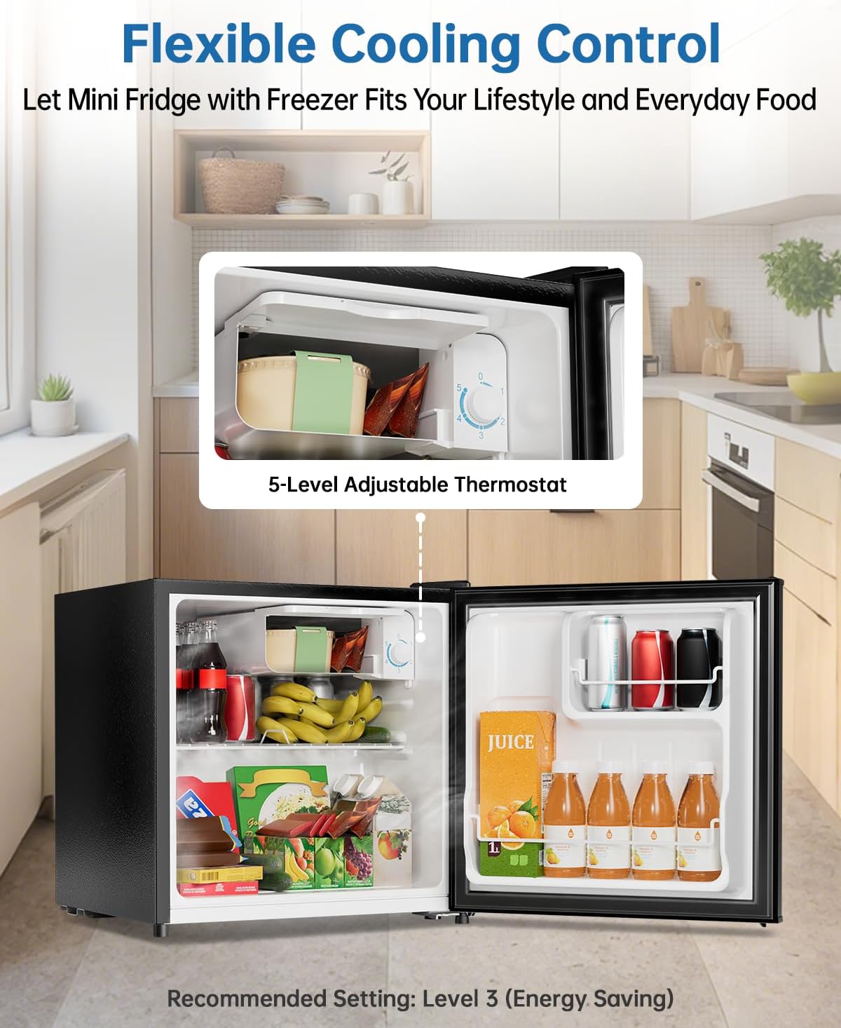 3.2 Cu Ft Mini Fridge with Freezer, Single Door Upright Freezer