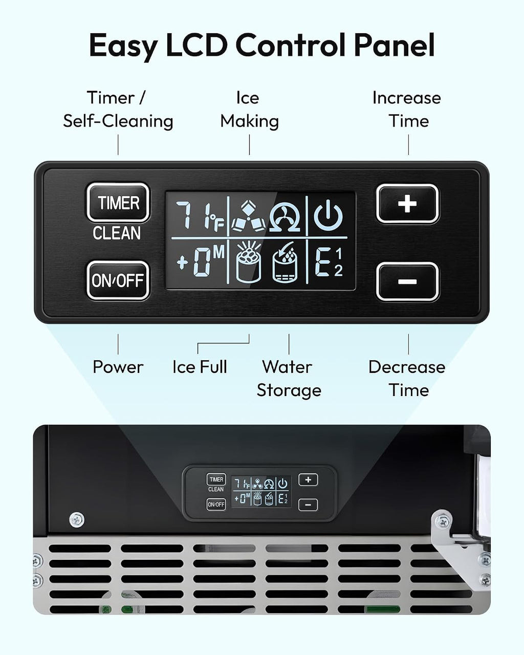 EUHOMY 15" Under Counter Ice Maker, 90lbs/24H, 24lb Bin, Gravity Drainage