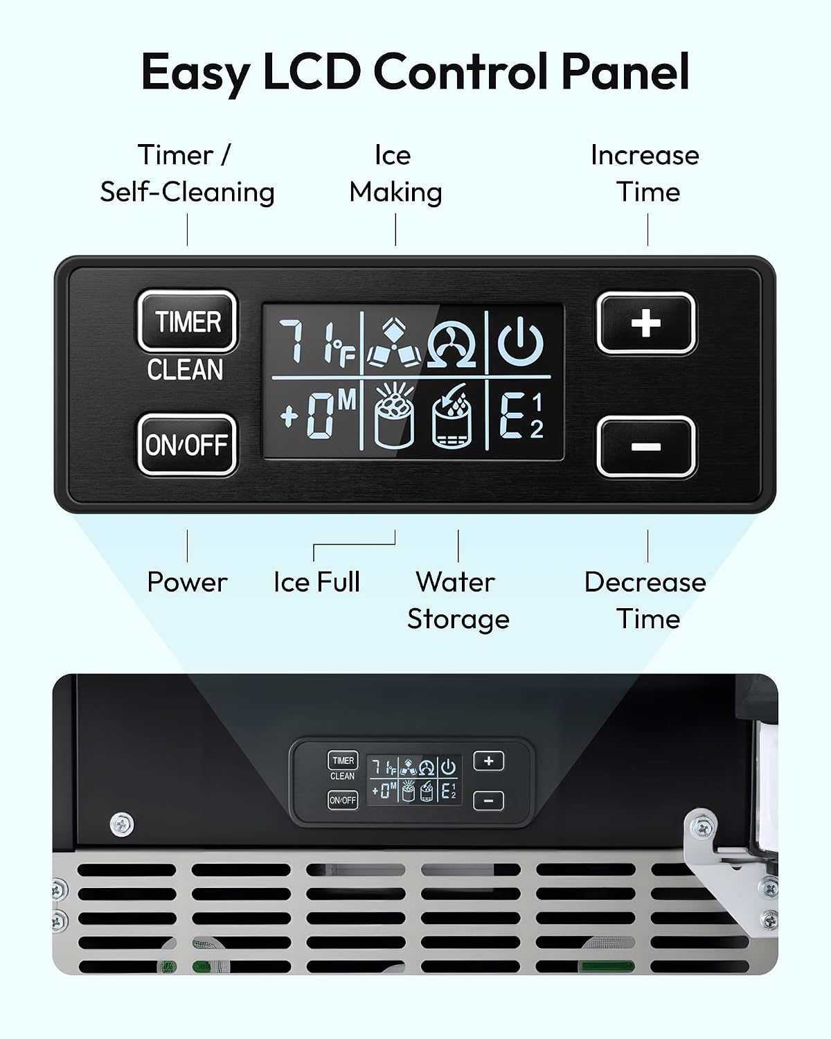 EUHOMY 15" Under Counter Ice Maker, 90lbs/24H, 24lb Bin, Gravity Drainage
