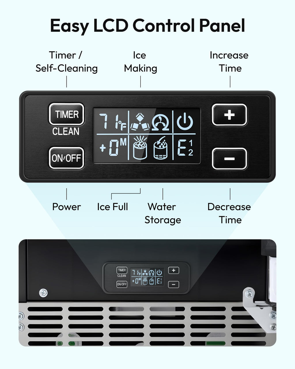 EUHOMY 15" Under Counter Ice Maker, 90lbs/24H, 24lb Bin, Gravity Drainage