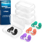 Swimming Ear Plugs for Kids,4 Pairs Reusable Silicone Ear Plugs Swimming