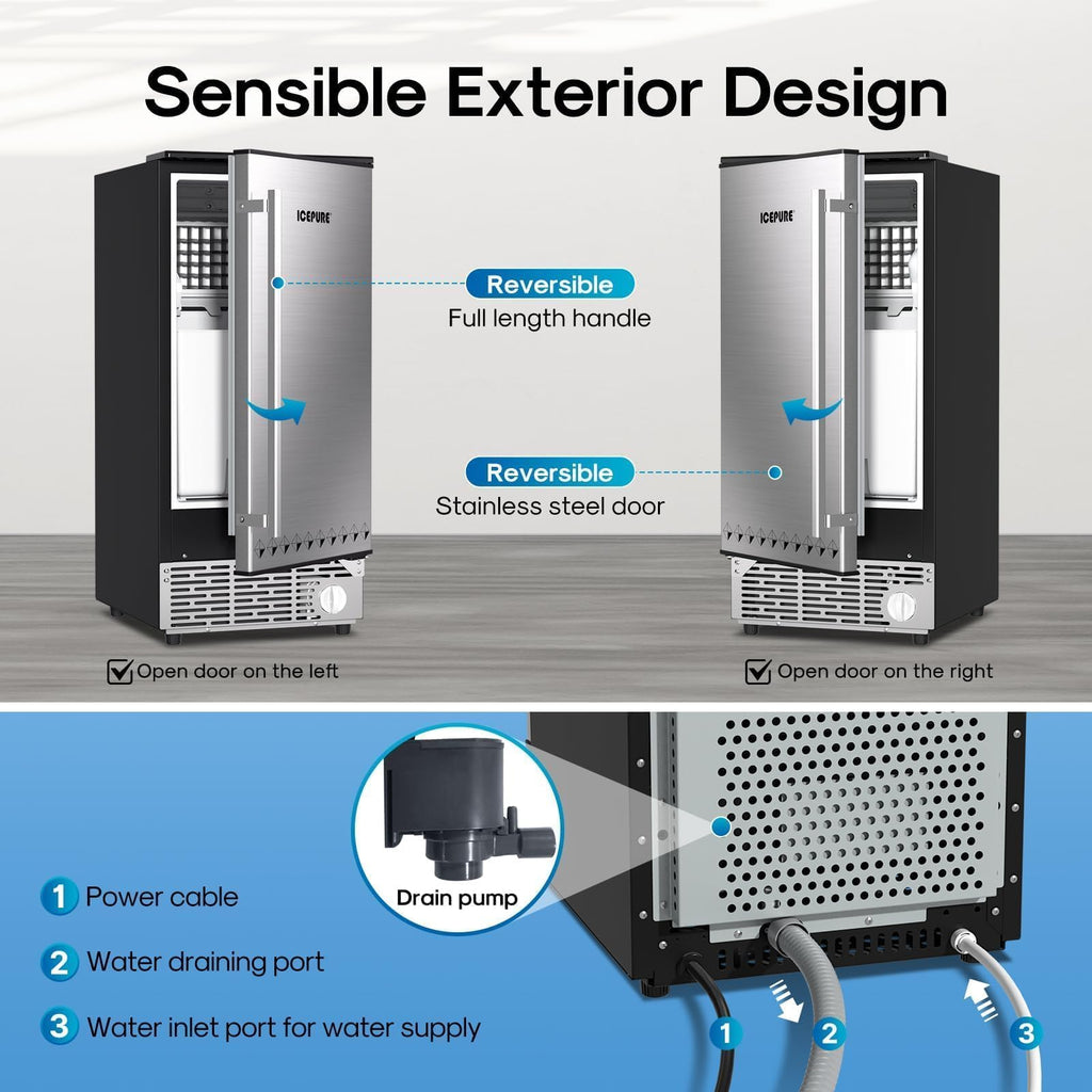 ICEPURE Nugget Ice Makers Countertop with App, Portable Ice Machine