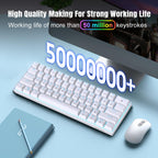 Snpurdiri 60% Wired Mechanical Gaming Keyboard, Ice Blue LED Backlit 61 Keys Mini Wired Office Keyboard for Windows Laptop PC Mac (Black-White, Red Switches)