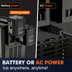 2 in 1 Cordless Countertop Ice Maker, Battery Powered Portable Countertop Ice Machine, 6-Minute Fast Ice Cubes with 2 Size, 40lbs Daily, 40dB Quiet, Self-Cleaning, 2 × 7.8Ah Battery, Stainless Steel
