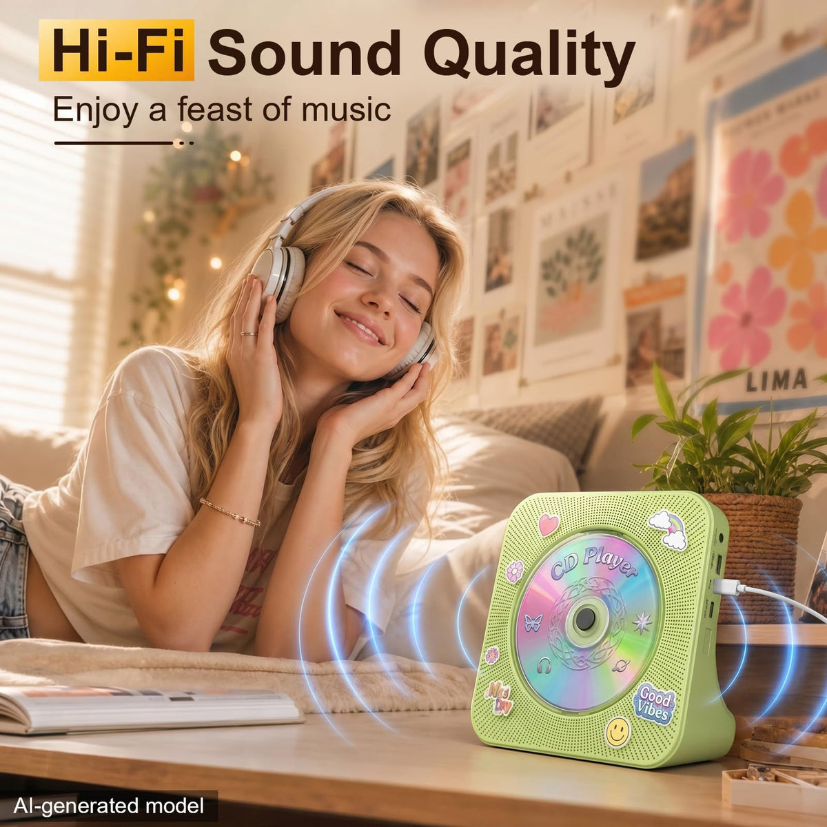 Gueray CD Player Portable Bluetooth Desktop CD Players for Home