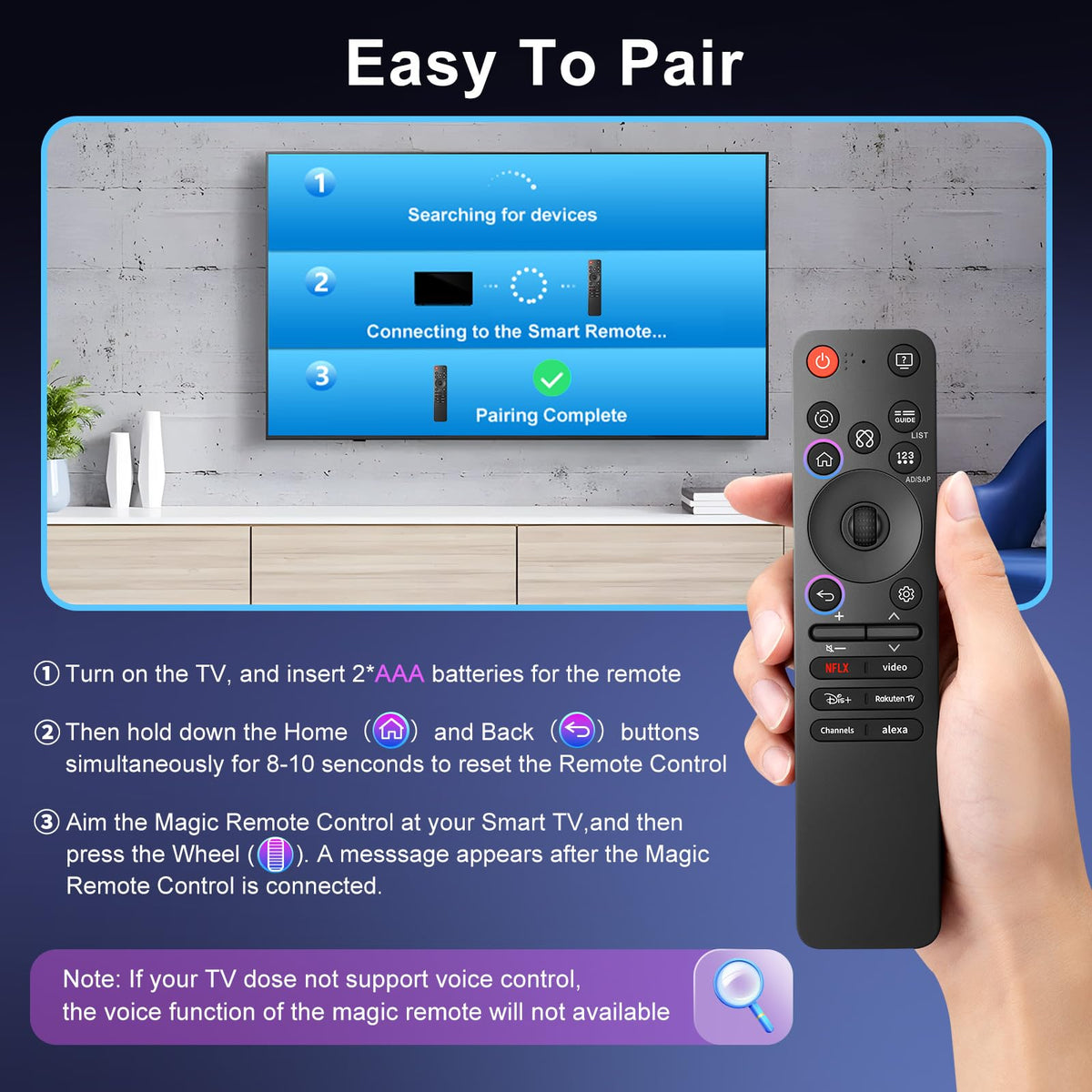 Voice Magic Remote Replacement for LG UHD OLED QNED NanoCell 4K 8K Smart TV