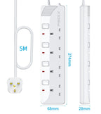PIBEEX Extension Lead 2 Way Plug Sockets with Individual Switches Wall Mountable Power Strip 3M Extension Cable 13A Fused UK Plug 3250W